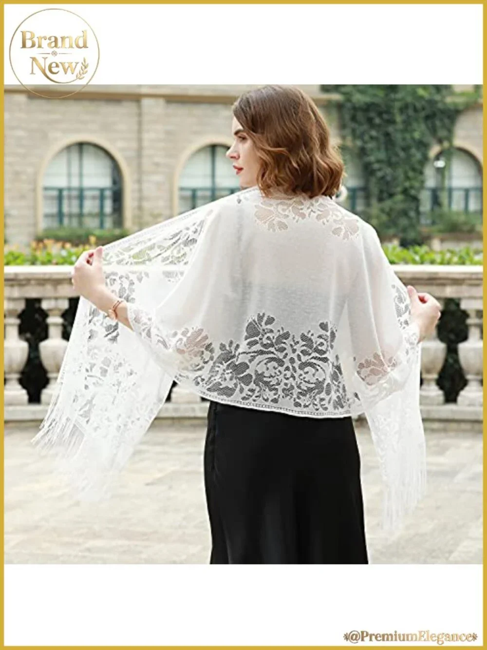 Women's 100% Polyester Shawl Wrap with Fringe for Evening Dresses and Weddings